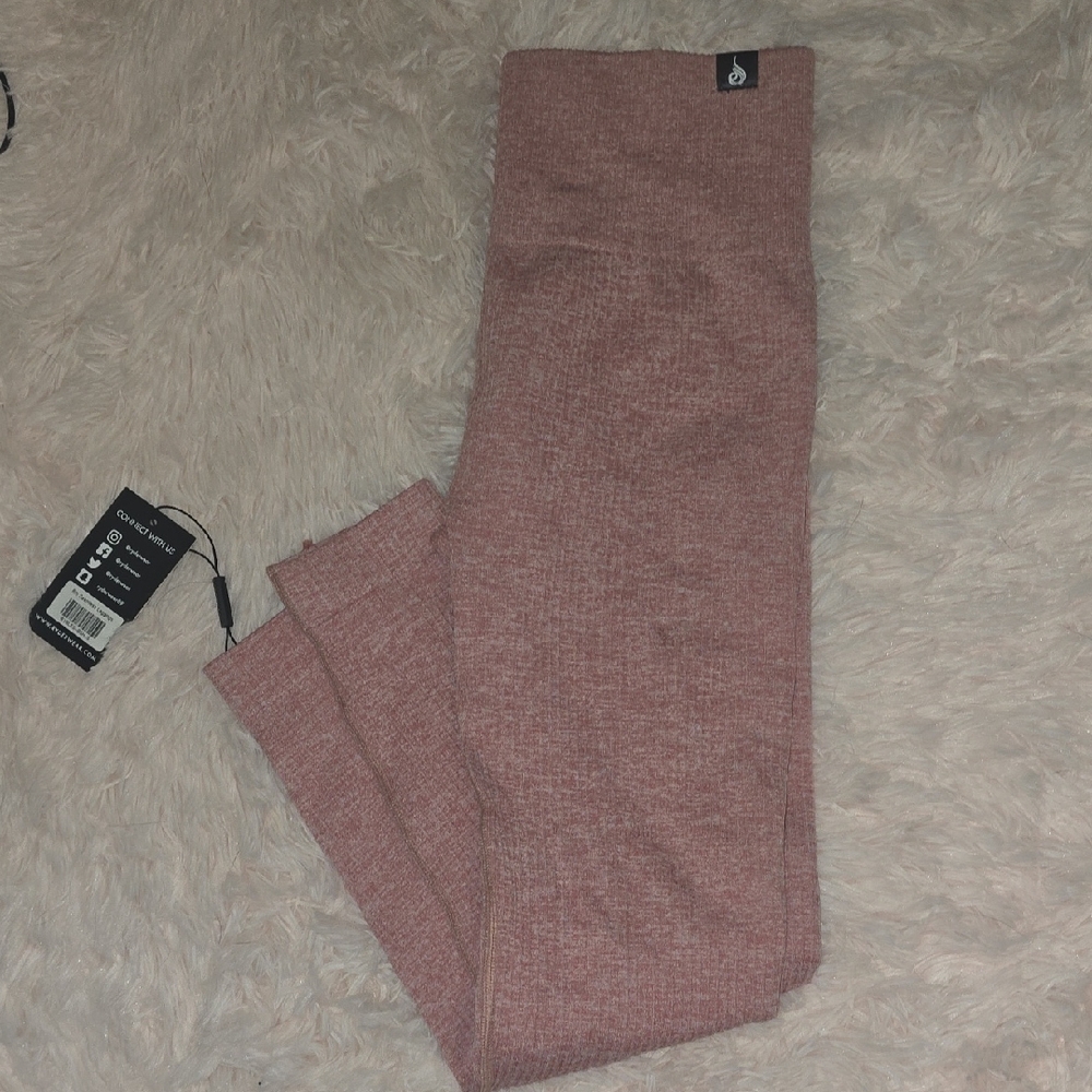Ryderwear Pink Ribbed Seamless High-Waisted Leggings